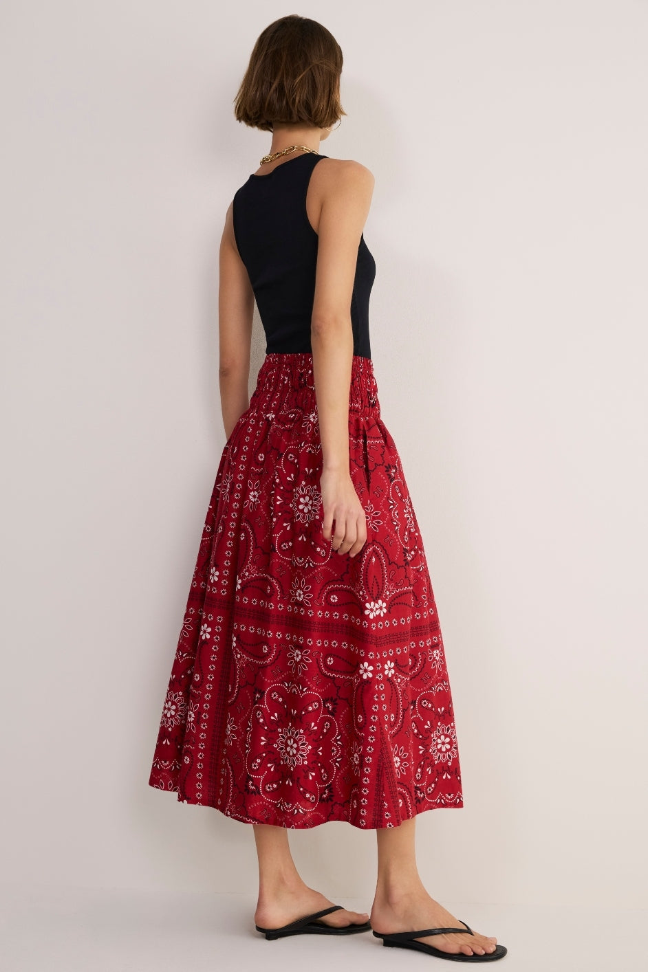 DB x WYSE Skirt - Red Bandana Print