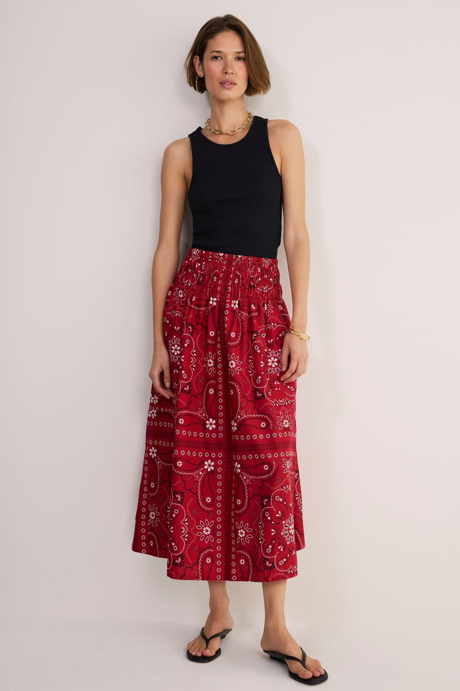 DB x WYSE Skirt - Red Bandana Print
